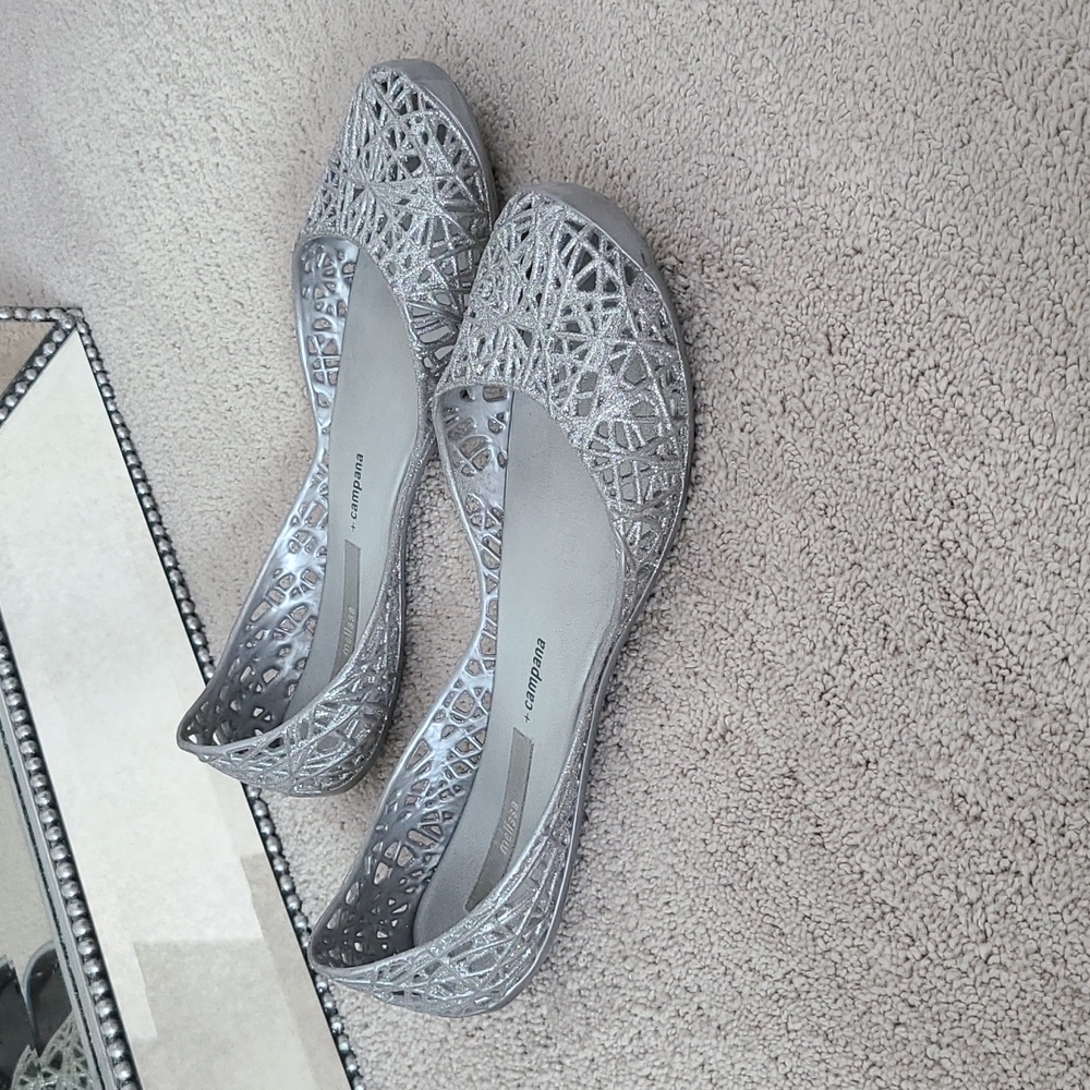 Melissa Silver Flat Shoes